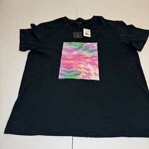 Joe’s Jeans Black Graphic Tee XXL NWT – Abstract Print, Streetwear Y2K Festival